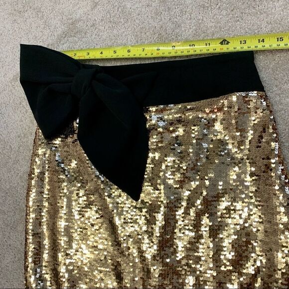 IMNYC Isaac Mizrahi Gold sequin bow skirt Sz XS - Picture 7 of 9
